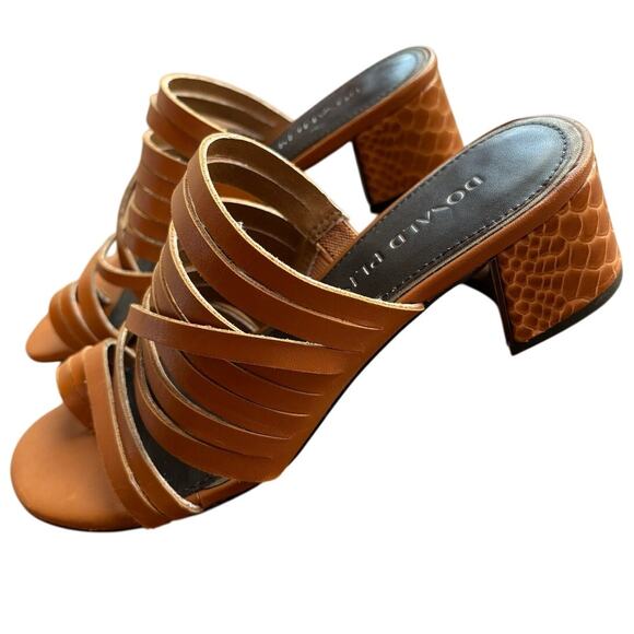 Donald Pliner Strappy Leather Slides with Reptile Embossed Block Heels size 6 - Picture 11 of 16